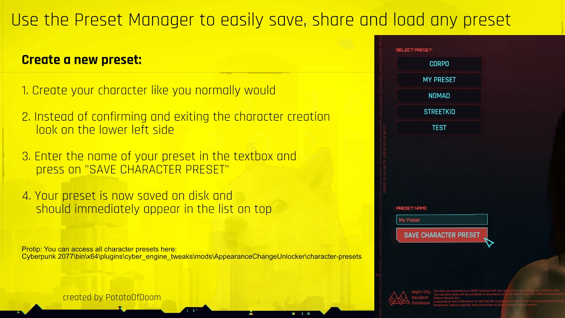 赛博朋克 2077 外观更改解锁器-角色预设管理器-2-奇游Mod大师