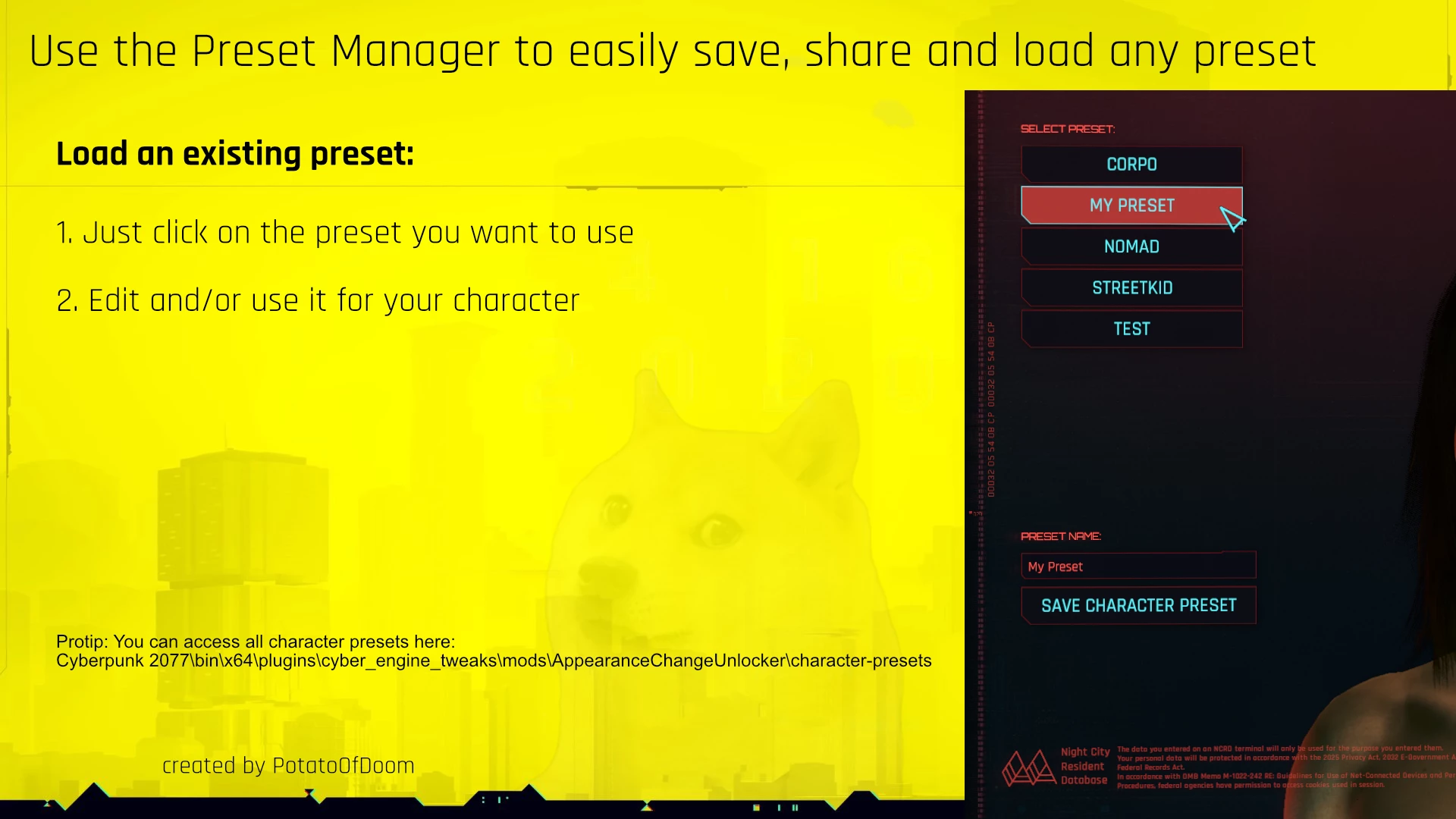 赛博朋克 2077 外观更改解锁器-角色预设管理器-3-奇游Mod大师